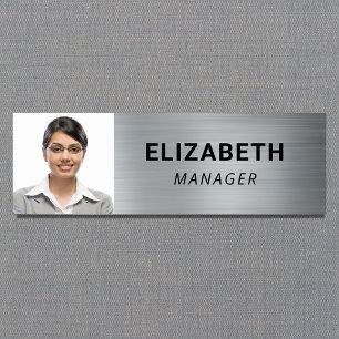 Modern Photo Silver Name Tag