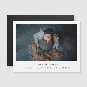 Modern Photo Simple Birth Announcement Magnet
