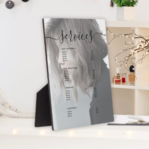 Modern Photo Simple Salon Service Menu Price List Plaque