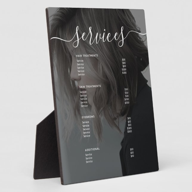 Modern Photo Simple Salon Service Menu Price List  Plaque (Side)