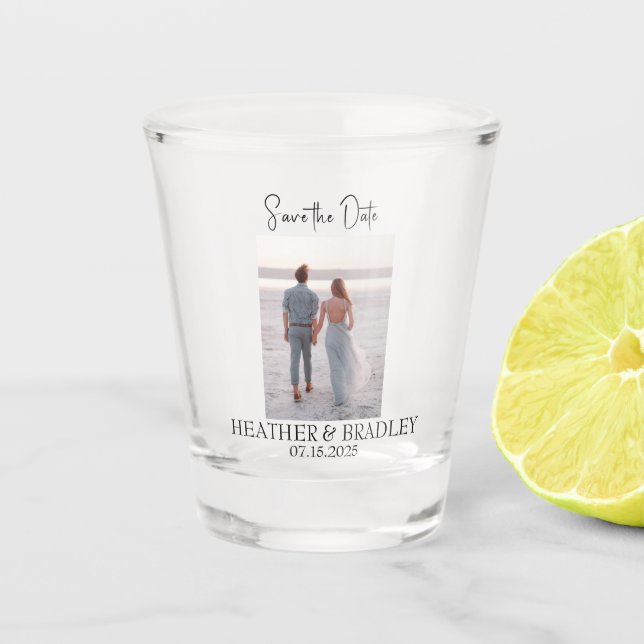 Modern Photo Simple Unique Minimalist Wedding  Shot Glass (Front)