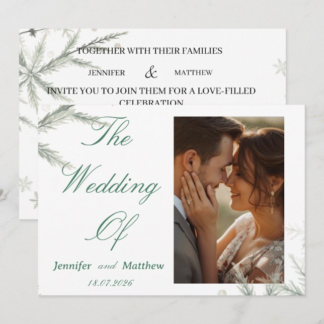 Modern Photo simple Wedding Invitation  (Front/Back)