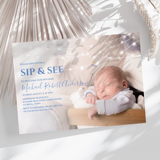 Modern Photo Sip And See Party Invitation (Creator Uploaded)