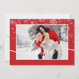 Modern photo Snowflakes with Love Script Holiday Card