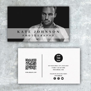 Modern Photo Social Media QR Code Business Logo Business Card
