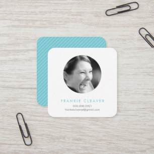 MODERN PHOTO SPOT headshot simple circle aqua blue Square Business Card