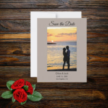 Modern Photo Stone Gray Save The Date Card
