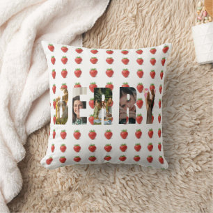 Modern photo Strawberry Word with Letters photos Cushion