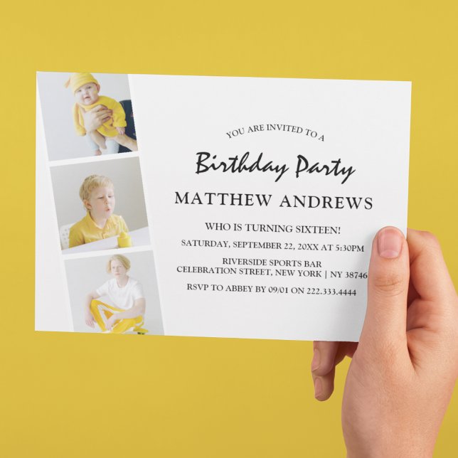 Modern Photo Strip Collage | Any Age | Birthday Invitation (Creator Uploaded)