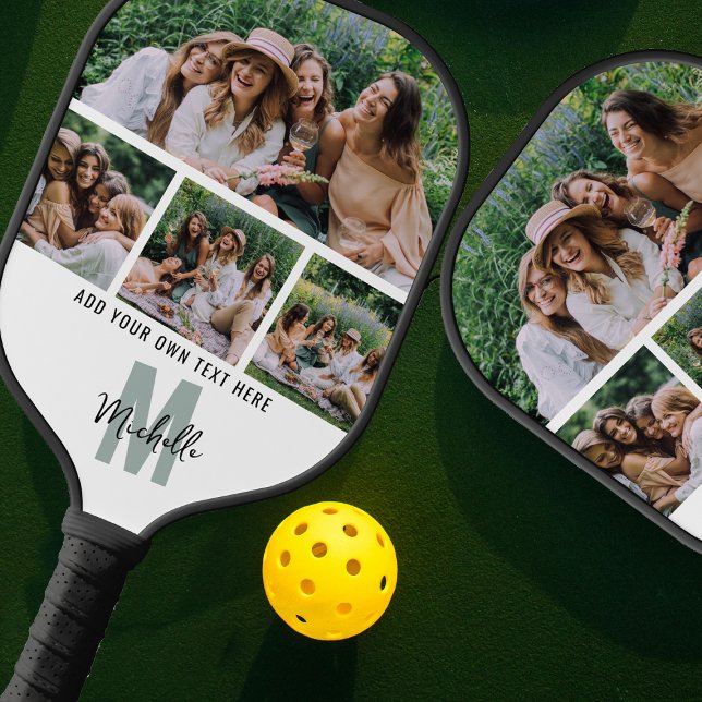 Modern Photo Strip Collage Arched Galentines Day Pickleball Paddle (Creator Uploaded)