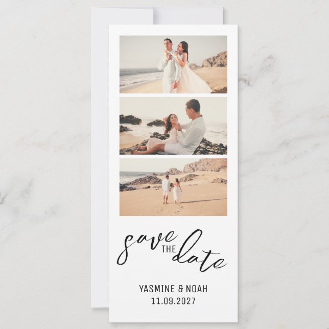 Modern Photo Strip Save the Date Invitation (Front)