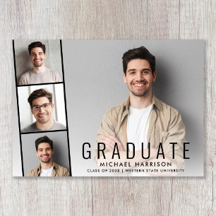 Modern Photo Strip Simple Graduation Announcement