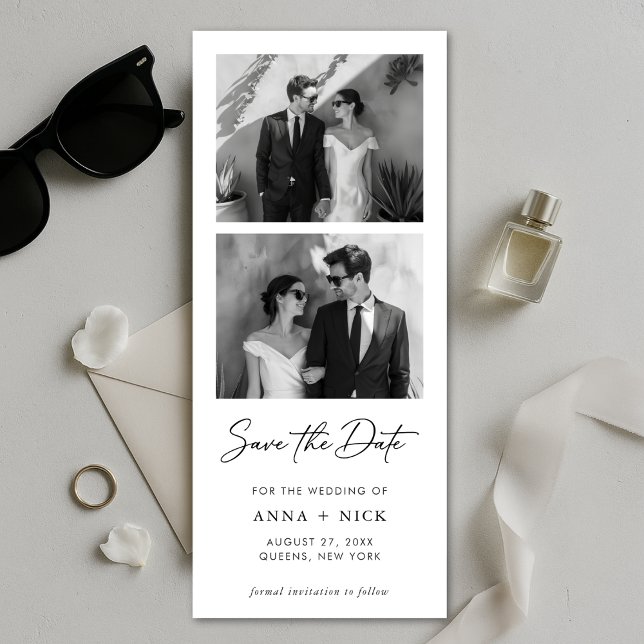 Modern Photo Strip Wedding Photo Bookmark Save The Date (Creator Uploaded)