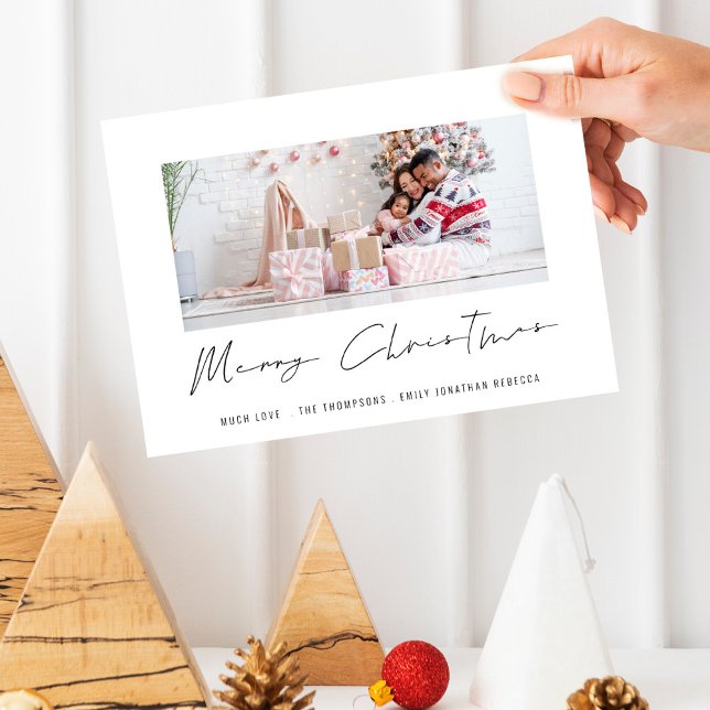 Modern Photo Stylish Script Merry Christmas Card (Creator Uploaded)