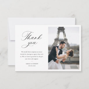 modern photo stylish script wedding thank you card