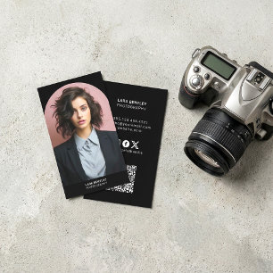 Modern photo stylist social media with QR code Business Card