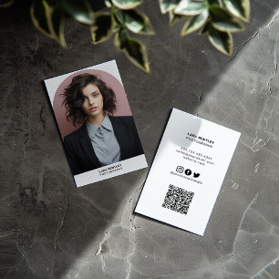 Modern photo stylist social media with QR code Business Card
