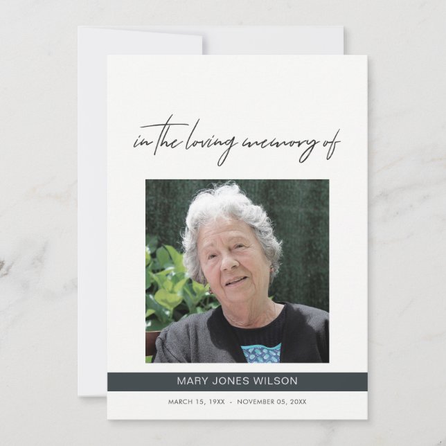 MODERN PHOTO SYMPATHY MEMORIAL SERVICE INVITE (Front)