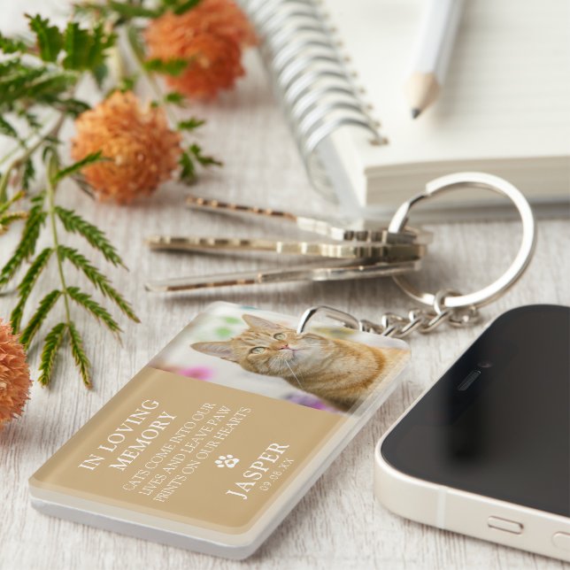 Modern Photo & Sympathy Quote Pet Loss Memorial Key Ring (Front Right)