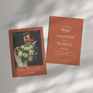 Modern Photo Teracota Save the date Wedding Invitation