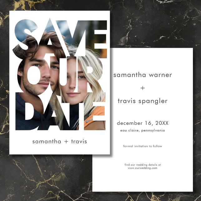 Modern Photo Text Frame Wedding Save The Date (Modern Photo Text Frame Wedding Save The Date)