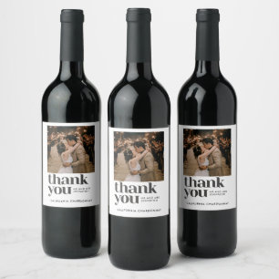 Modern Photo Thank You Wedding Favour  Wine Label