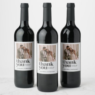 Modern Photo Thank You Wedding Favour  Wine Label