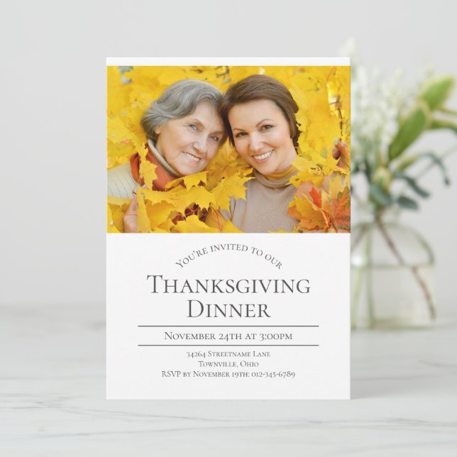 Modern Photo Thanksgiving Invitation (Standing Front)