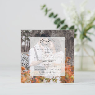 Modern Photo Tint Script Wedding Square Menu