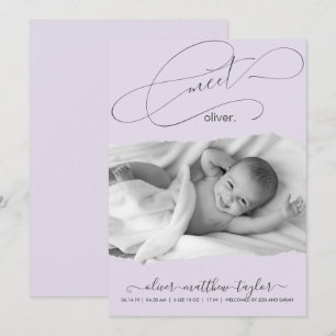 Modern Photo Torn Paper Frame Birth Announcement