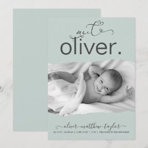 Modern Photo Torn Paper Frame Birth Announcement