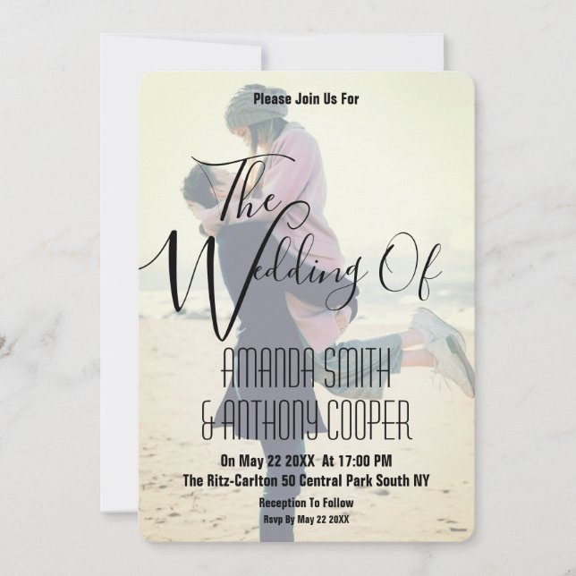 Modern Photo trendy font Invitation (Front)