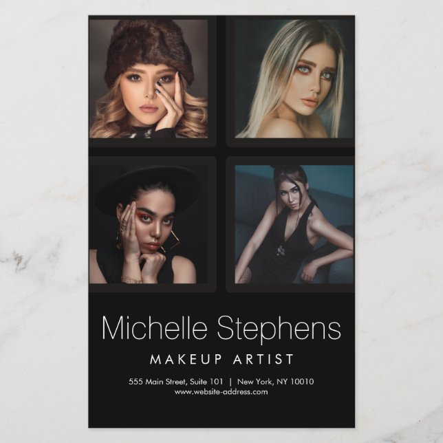 Modern Photo Trio for Makeup Artists Black Flyer (Front)