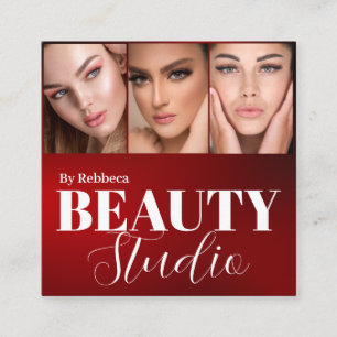 Modern Photo Trio for Makeup Artists, Stylists Square Business Card