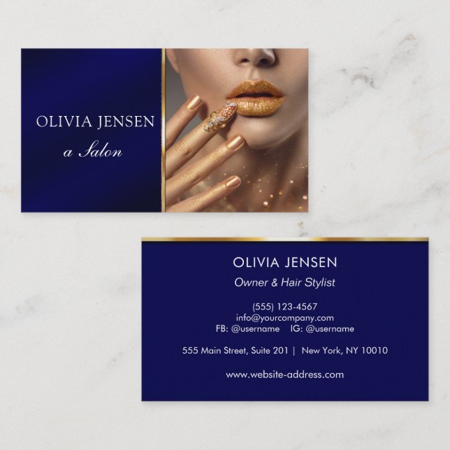 Modern Photo Typography makeup Artist  Business Card (Front/Back)