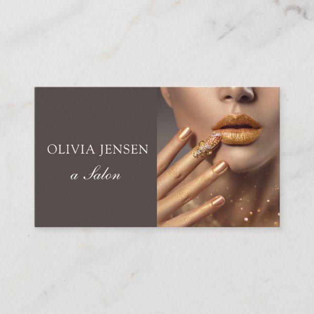 Modern Photo Typography makeup Artist  Business Card (Front)
