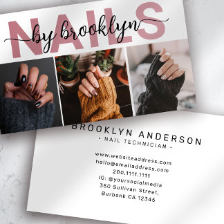 Modern Photo Typography Nail Artist Business Card