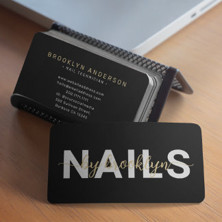 Modern Photo Typography Nail Artist Business Card