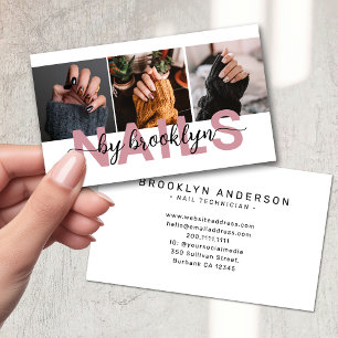 Modern Photo Typography Nail Artist Business Card
