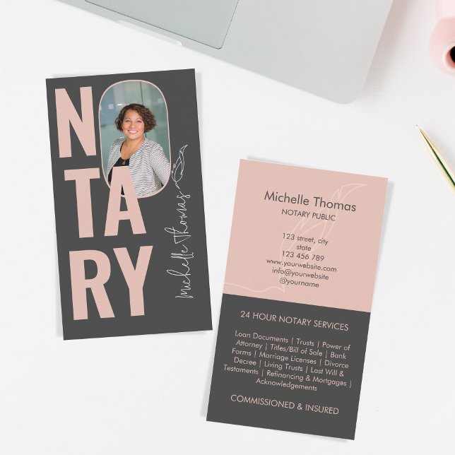 Modern Photo Typography Notary Loan Signing Agent Business Card (Creator Uploaded)