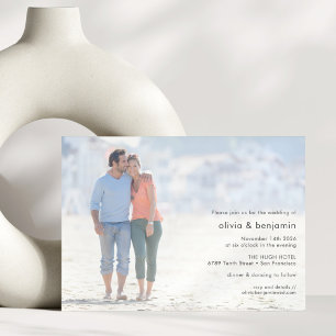 Modern Photo Typography Overlay Stylish Wedding  Invitation