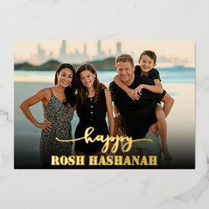 Modern Photo Typography Rosh Hashanah New Year Foil Holiday Card