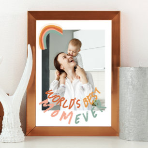 modern photo vintage rainbow world's best mum ever poster