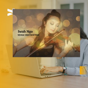 Modern Photo Violin Instrument Playing Business Card