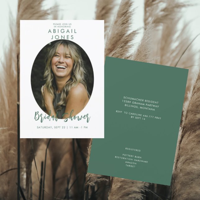 Modern Photo Viridian Bridal Shower  Invitation (Creator Uploaded)