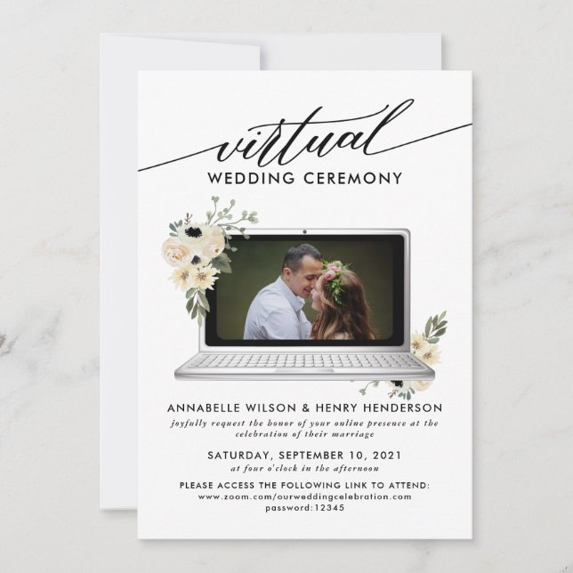 Modern Photo Virtual Wedding Ceremony Invitation (Front)