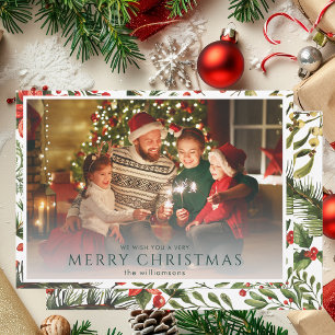 Modern Photo Watercolor Floral Christmas Holiday