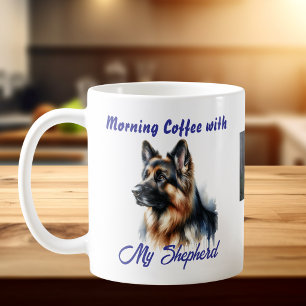 Modern Photo/Watercolor Shepherd Personalise Coffee Mug