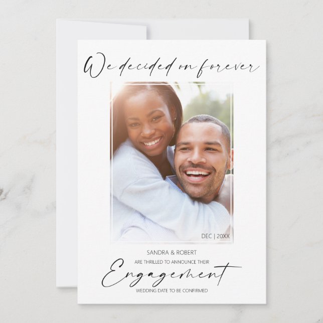Modern Photo | We Decided On Forever Engagement An Announcement (Front)
