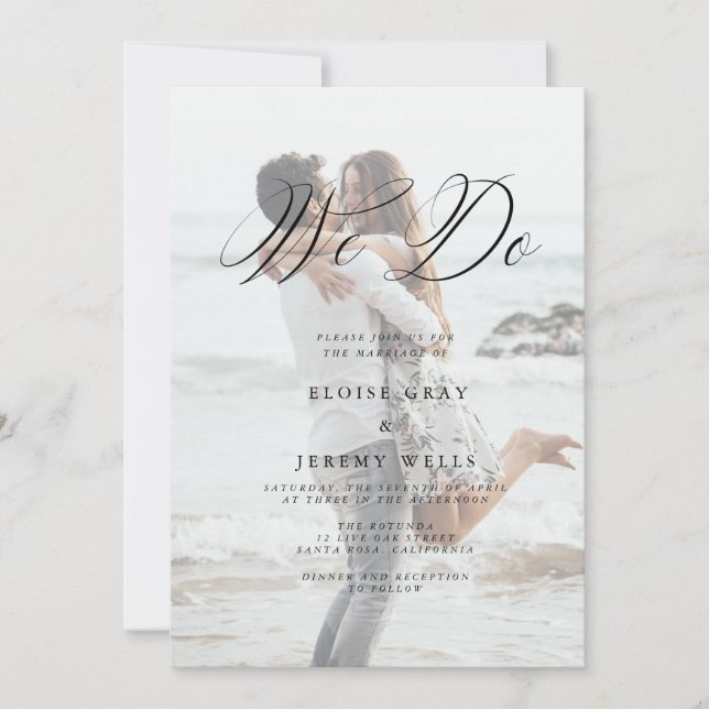 Modern Photo We Do Wedding Invitation (Front)